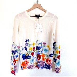 C By Bloomingdales 100% cashmere floral cardigan